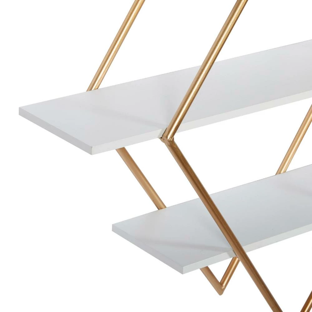 World Market White And Gold Diamond 3 Tier Wall Shelf - Image 4
