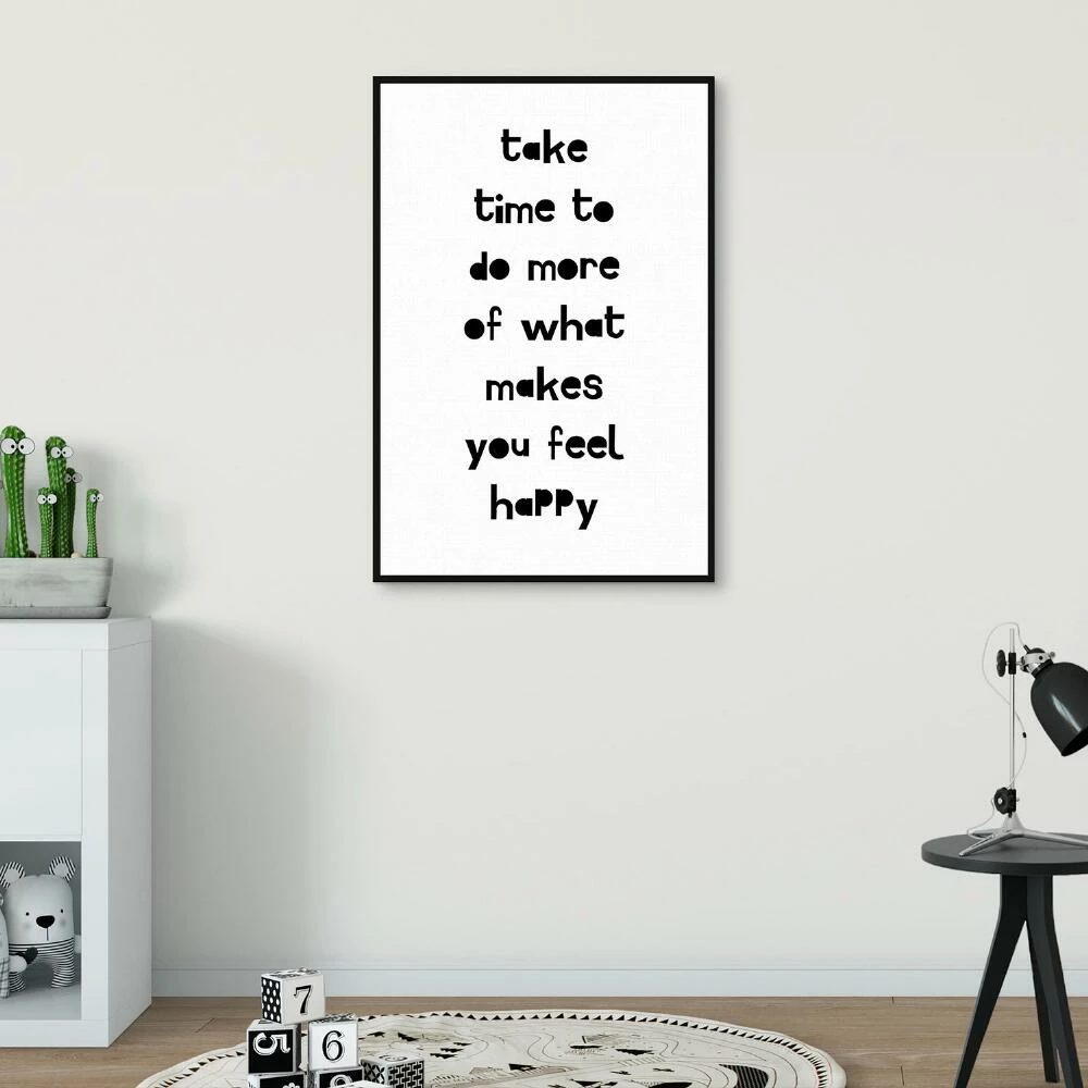 World Market Feel Happy By Clara Wells Framed Canvas Wall Art - Image 3