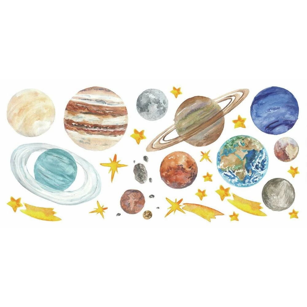 World Market Watercolor Planet Peel and Stick Wall Decals 26 Piece