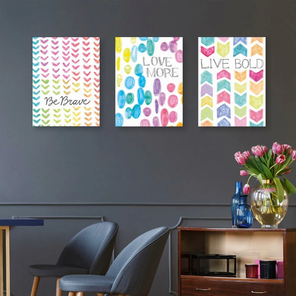 World Market Vibrant Live Bold By Lottie Fontaine Canvas Wall Art 3 Piece - Image 3
