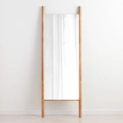 World Market Arya Natural Wood Ladder Leaning Full Length Mirror