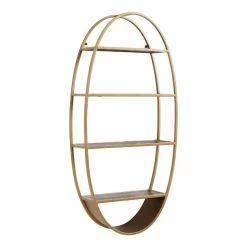 World Market Oval Wood and Metal Wall Shelf