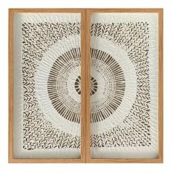 World Market Rice Paper Circle Diptych Shadow Box Wall Art 2 Piece