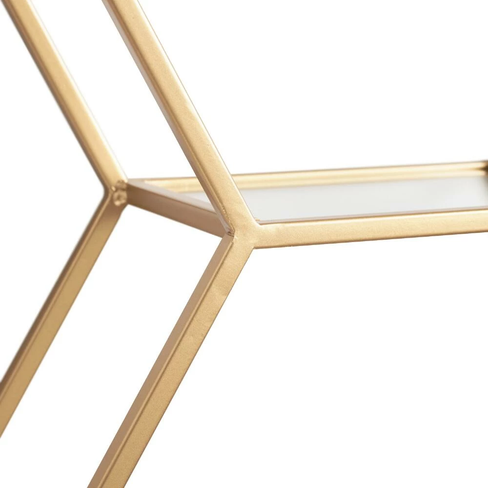 World Market Gold and Glass Honeycomb Wall Shelf - Image 4
