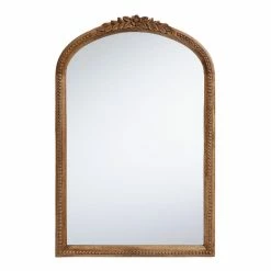 World Market Mango Wood Carved Floral Vanity Mirror