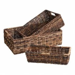 World Market Madras Low Dark Brown Abaca Utility Basket