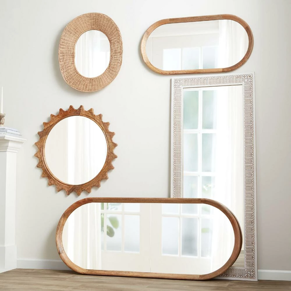 World Market Oblong Natural Wood Wall Mirror - Image 2