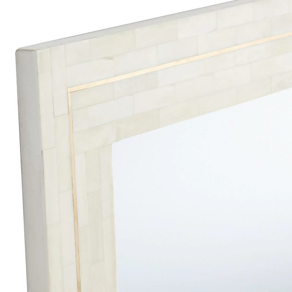 World Market White Bone Mosaic and Brass Inlay Wall Mirror - Image 4