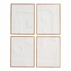 World Market White Rice Paper Geo Framed Wall Art 4 Piece
