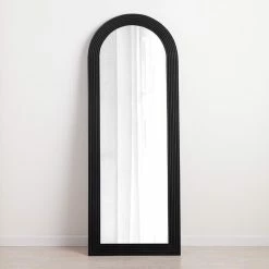 World Market Black Carved Wood Arch Leaning Full Length Mirror