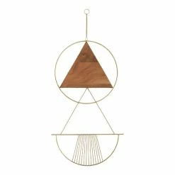 World Market Celeste Gold Metal And Wood Geo Wall Hanging