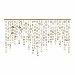 World Market Champagne Capiz Shell And Natural Wood Wall Hanging