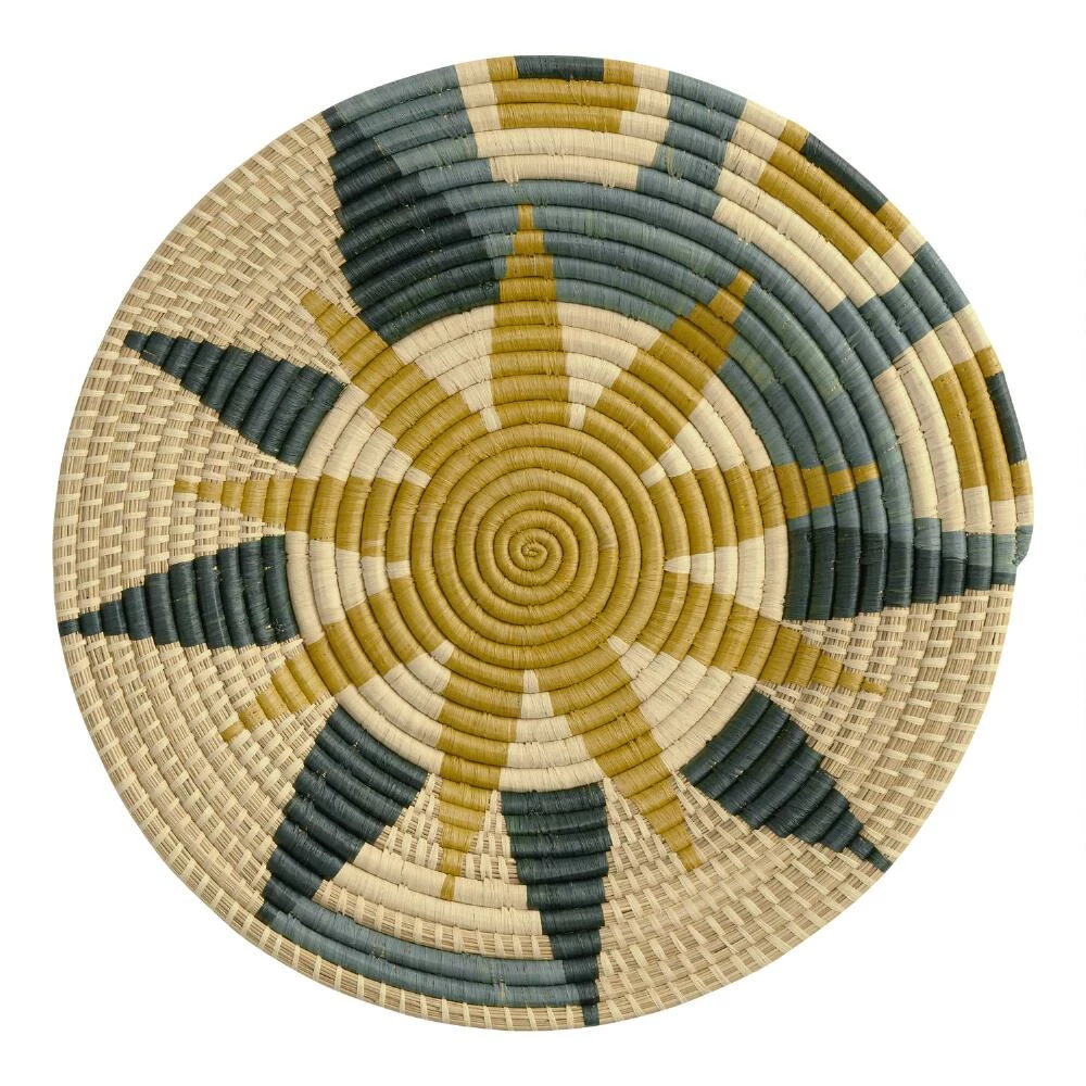 World Market All Across Africa Green Sun Raffia Woven Disc Wall Decor