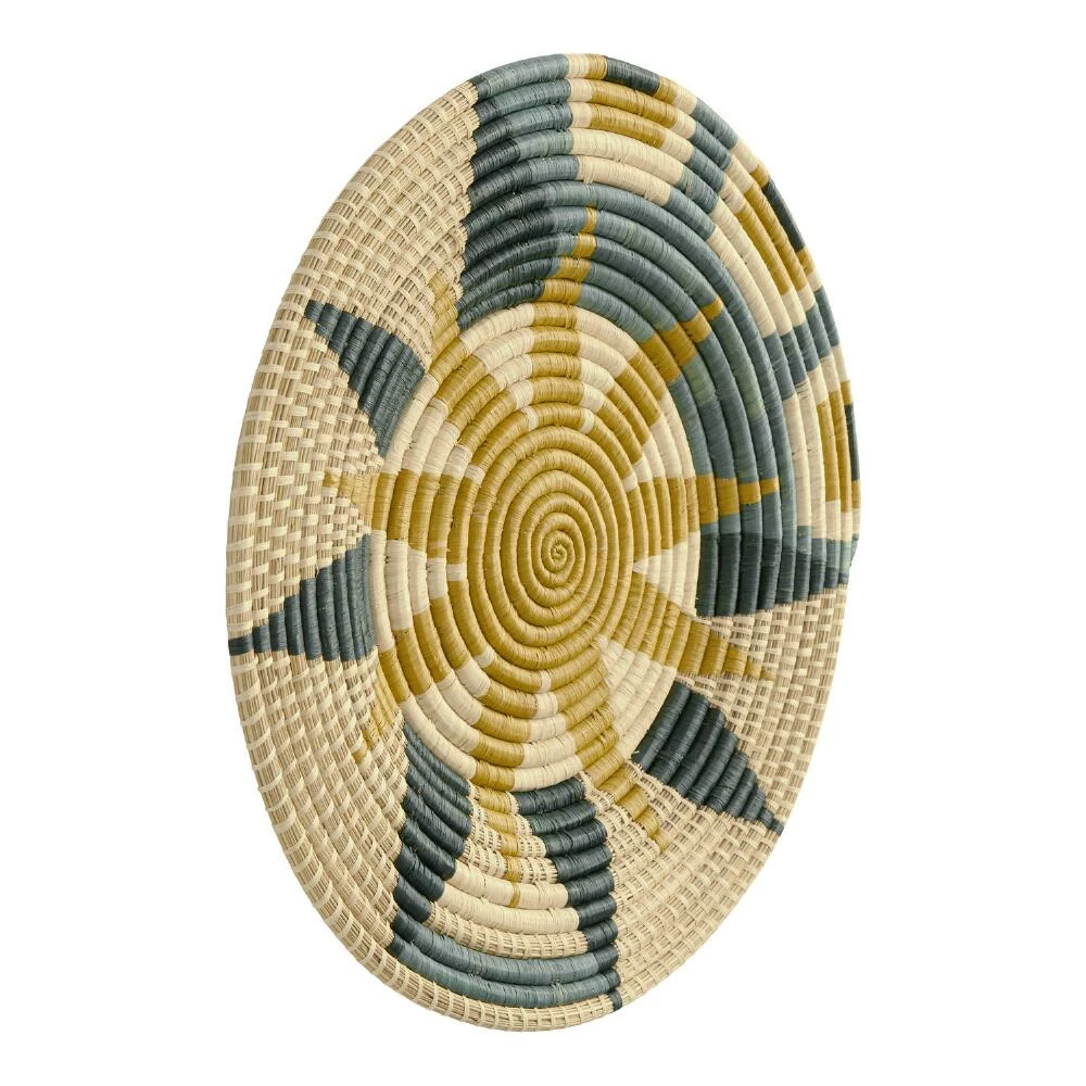 World Market All Across Africa Green Sun Raffia Woven Disc Wall Decor - Image 2