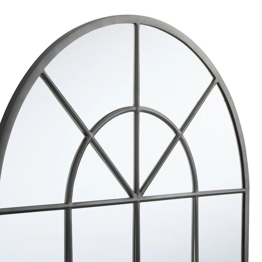 World Market Black Metal Windowpane Arched Wall Mirror - Image 3