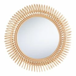 World Market Round Coiled Rattan Wall Mirror