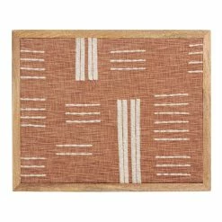 World Market Rust And Ivory Line Woven Textile Framed Wall Decor