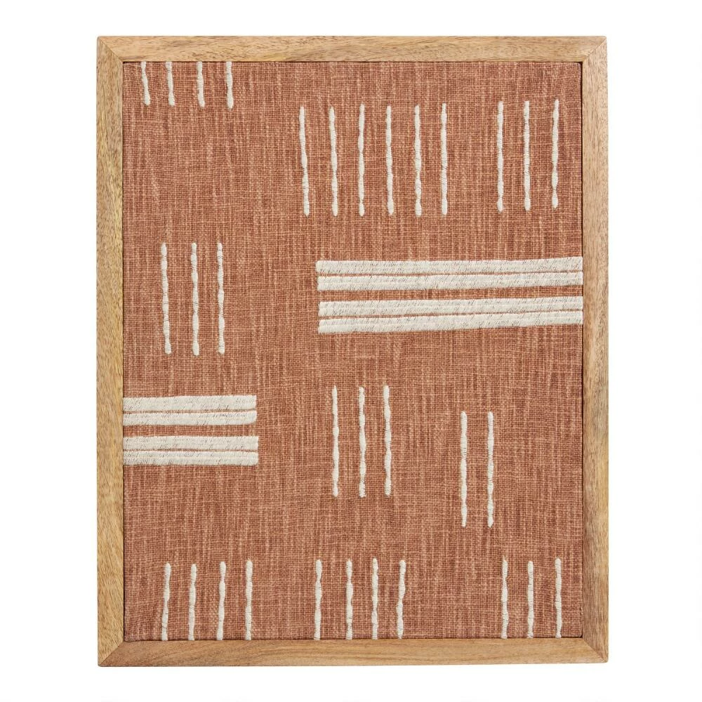 World Market Rust And Ivory Line Woven Textile Framed Wall Decor - Image 3