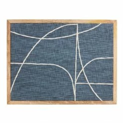 World Market Indigo and White Woven Textile Framed Wall Decor