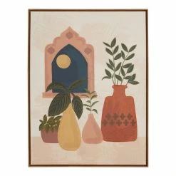 World Market Ophelia's Window Pink And Terracotta Framed Canvas Wall Art