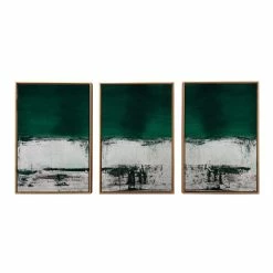 World Market Malachite Green Abstract Framed Canvas Wall Art 3 Piece
