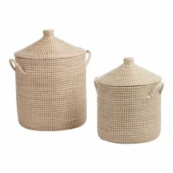 World Market Adira White Seagrass Basket With Lid
