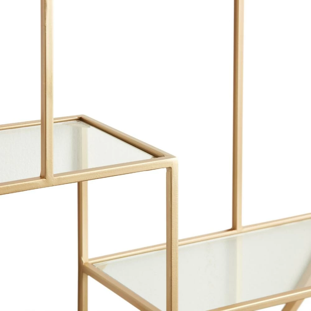 World Market Mateo Round Gold Metal And Glass Wall Shelf - Image 3