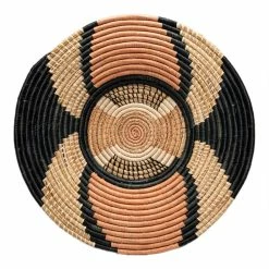 World Market All Across Africa Gray and Coral Woven Disc Wall Decor