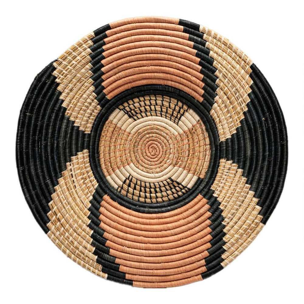 World Market All Across Africa Gray and Coral Woven Disc Wall Decor