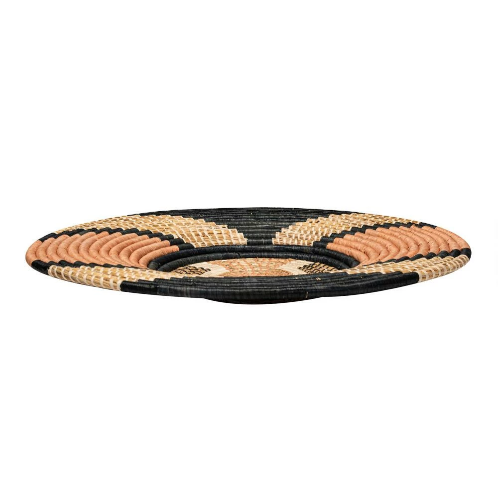 World Market All Across Africa Gray and Coral Woven Disc Wall Decor - Image 3