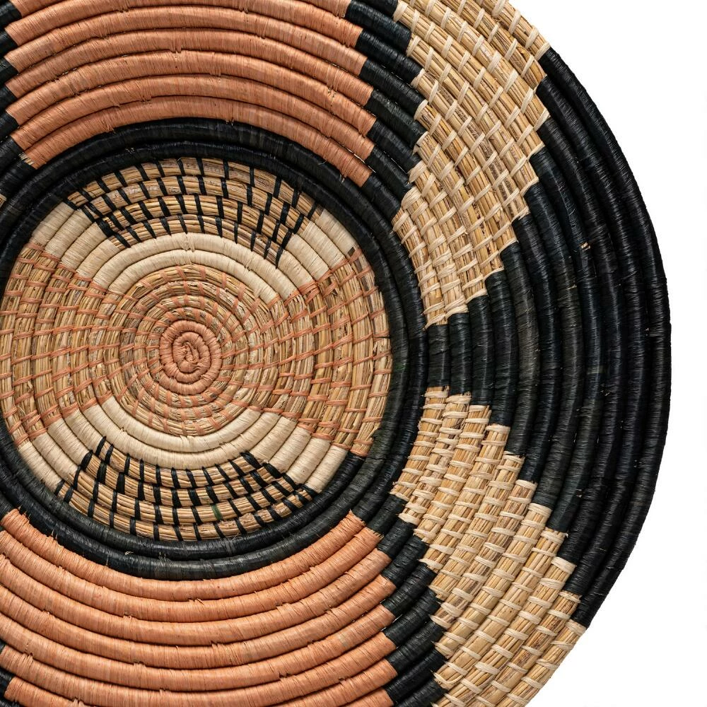 World Market All Across Africa Gray and Coral Woven Disc Wall Decor - Image 4