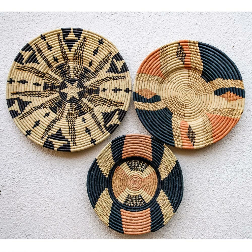 World Market All Across Africa Gray and Coral Woven Disc Wall Decor - Image 5