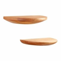 World Market Natural Wood Half Circle Wall Shelves 2 Pack