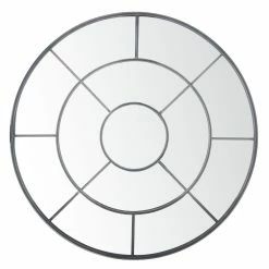 World Market Round Black Windowpane Mirror