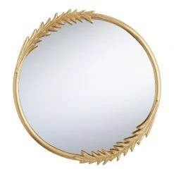 World Market Round Gold Leaf Wall Mirror