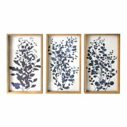 World Market Blue Branches Framed Canvas Wall Art 3 Piece