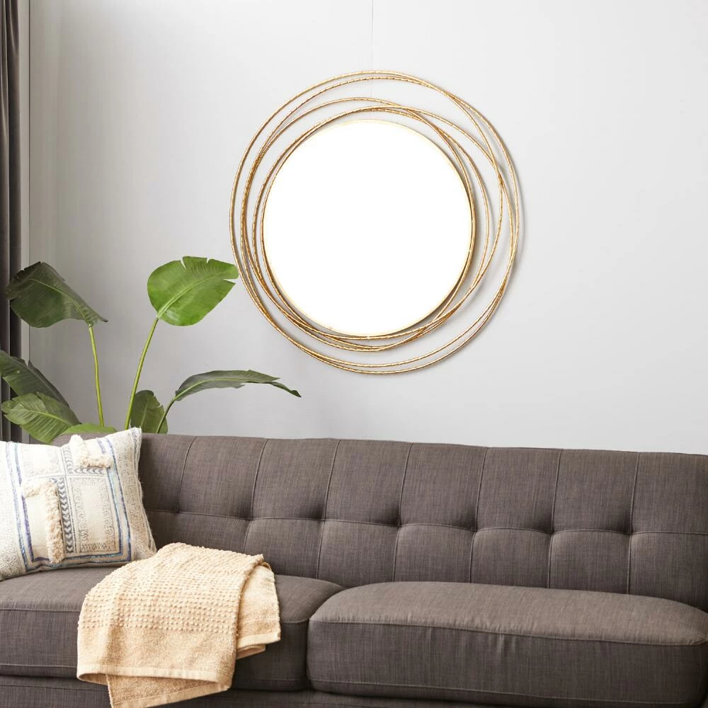 World Market Round Gold Wire Abstract Circles Mirror - Image 2