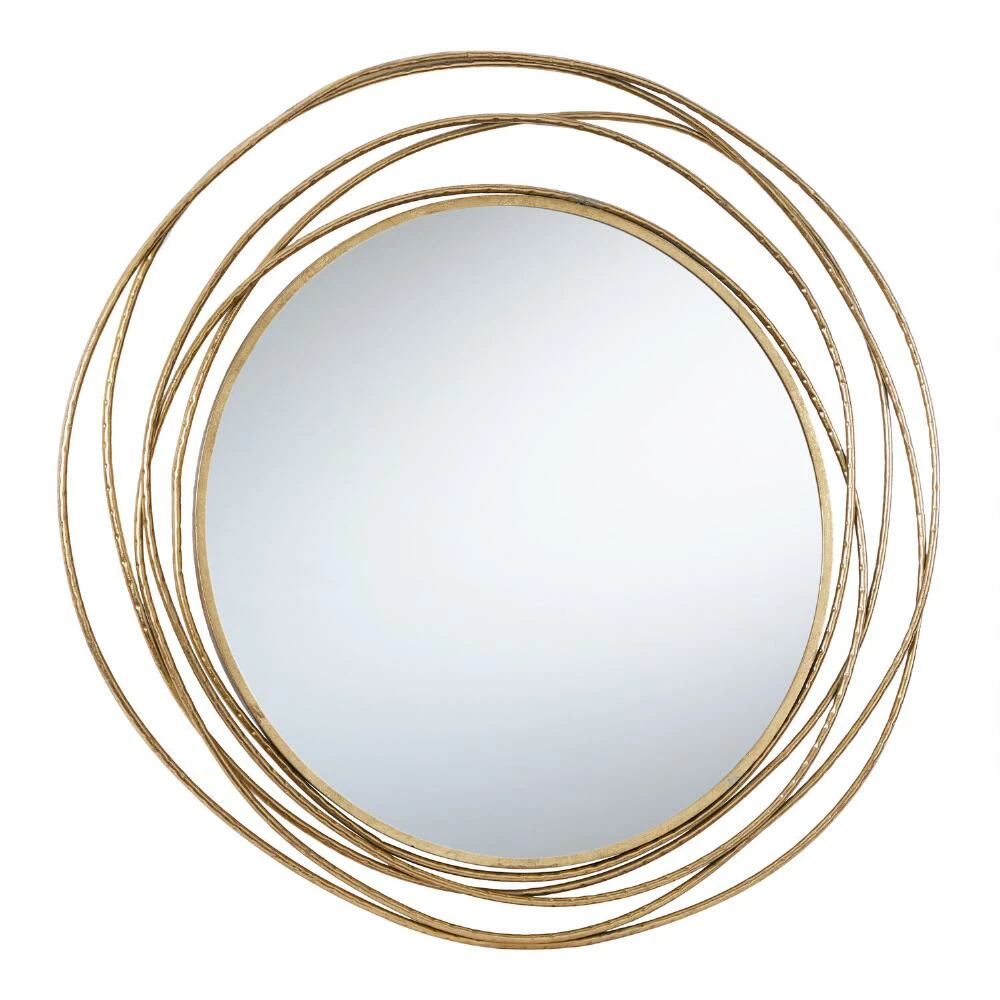 World Market Round Gold Wire Abstract Circles Mirror - Image 3