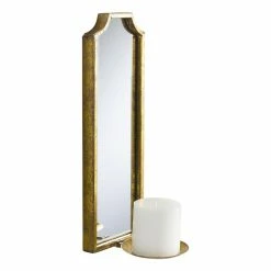 World Market Emma Rectangular Antique Gold Mirrored Wall Sconce