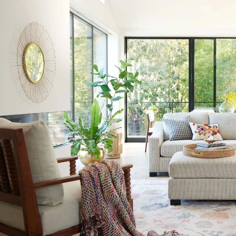 World Market Round Gold Wire Floral Wall Mirror - Image 2