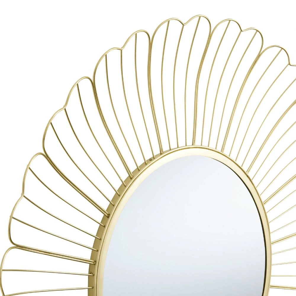 World Market Round Gold Wire Floral Wall Mirror - Image 3