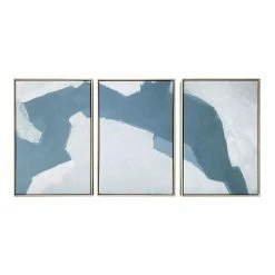 World Market Blue Abstract Triptych Framed Canvas Wall Art 3 Piece