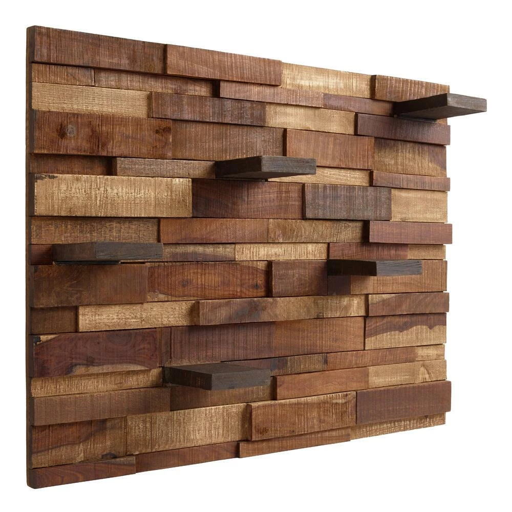 World Market Mosaic Wood Panel with Shelves - Image 3