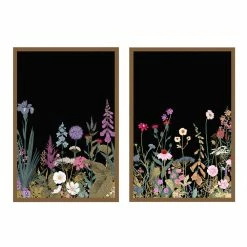 World Market Simple Wildflowers I & II Framed Canvas Wall Art 2 Piece