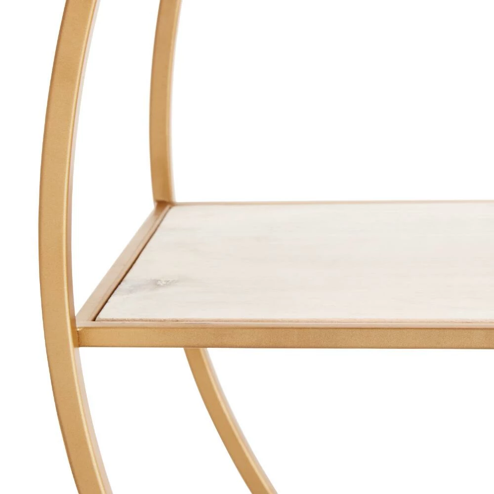 World Market Gold Metal and Whitewash Wood Moon Wall Shelf - Image 3