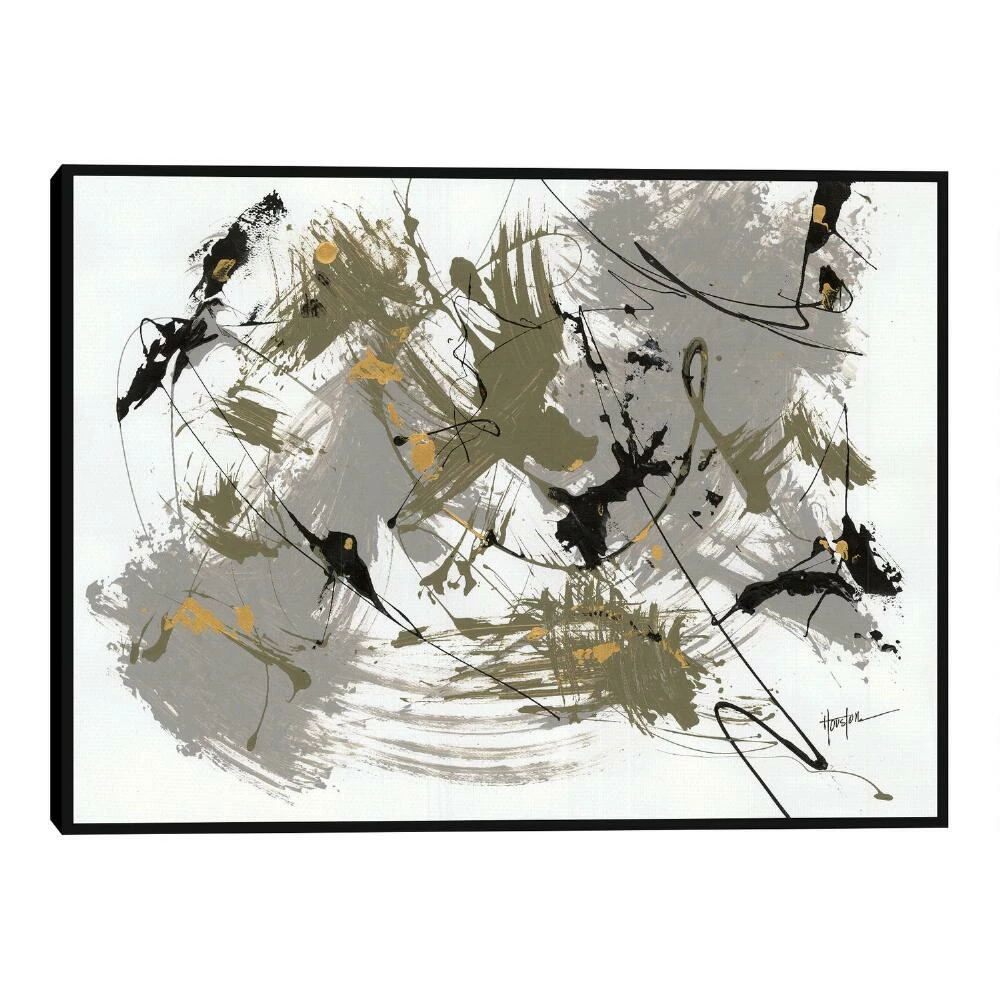 World Market Black & Gold 1 by Dan Houston Framed Canvas Wall Art
