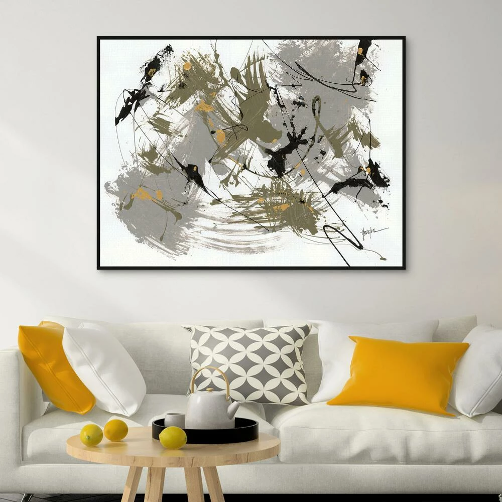 World Market Black & Gold 1 by Dan Houston Framed Canvas Wall Art - Image 2