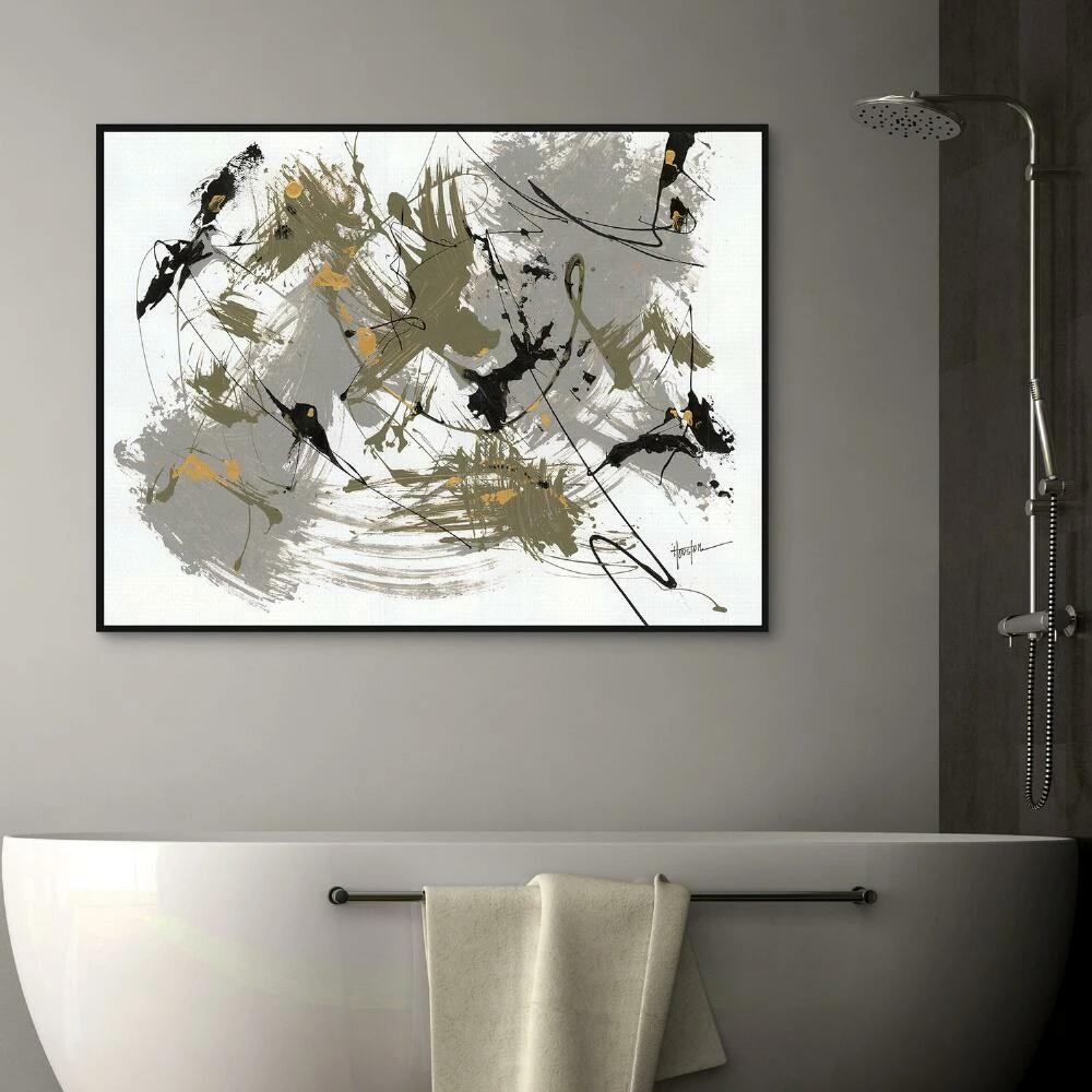 World Market Black & Gold 1 by Dan Houston Framed Canvas Wall Art - Image 3