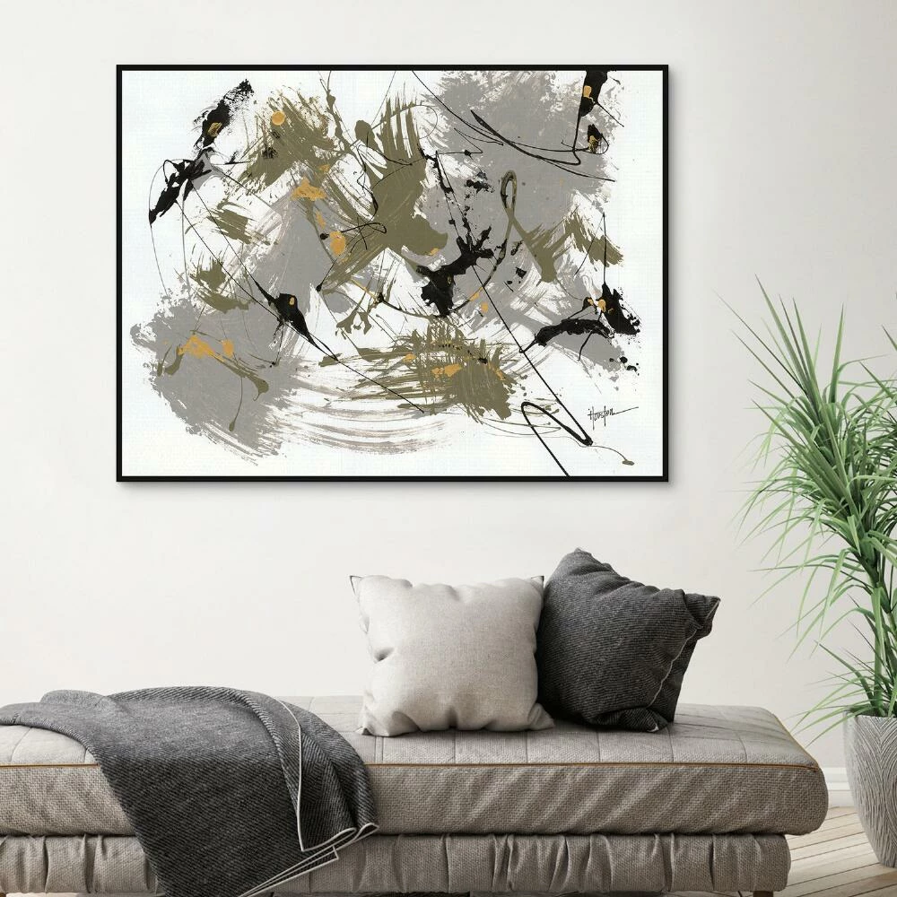 World Market Black & Gold 1 by Dan Houston Framed Canvas Wall Art - Image 4