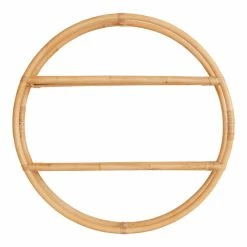 World Market Round Natural Rattan Wall Shelf
